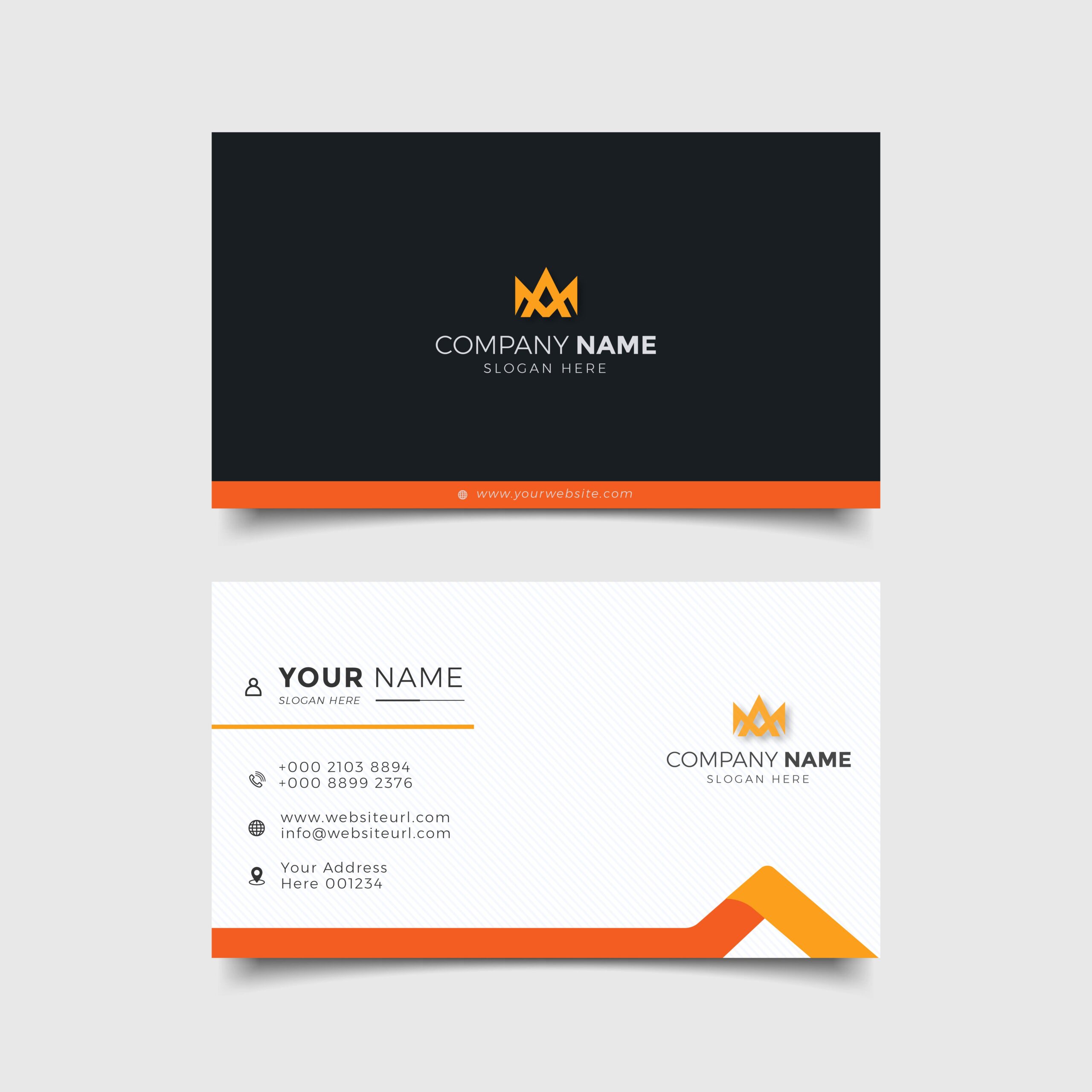Professional Elegant orange and white Modern Business Card Design Template